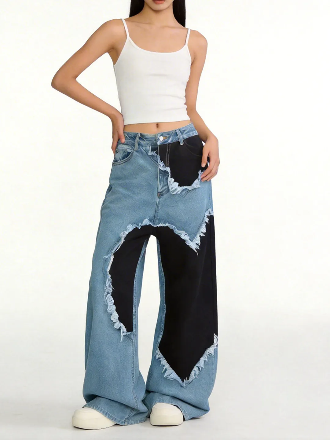 Women Blue Y2k Baggy Boyfriend Jeans Harajuku Vintage Wide Leg Denim Trousers Japanese 2000s Style Jeans Pants Oversize Clothes
