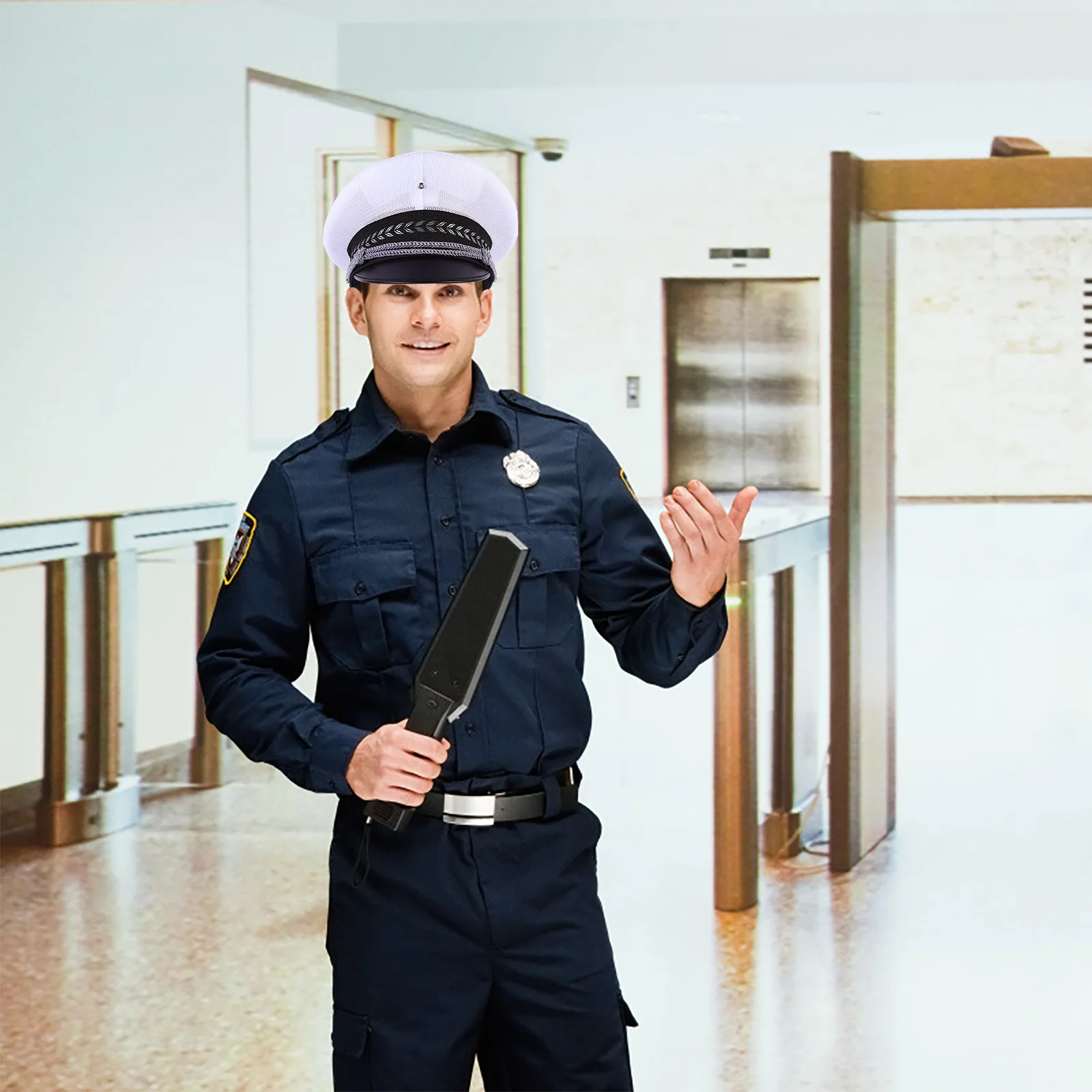 

Big Brim Hat Has Large Security Hats Officer Toy Cotton Polyester Cap Costume