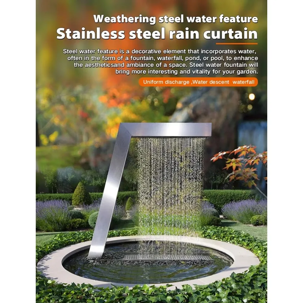 Características de agua de pared de cortina de lluvia de cascada de jardín  de fuente exterior de acero inoxidable / Utensilios de jardinería, image size:1000x1000