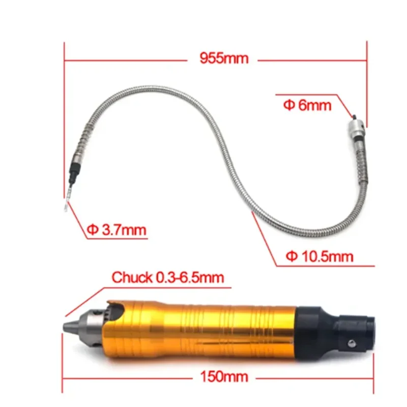 6mm Rotary Angle Grinder Attachment Flexible Flex Shaft + 0.3-6.5mm Drill Chuck Handpiece For Power Electric Drill Dremel Tool