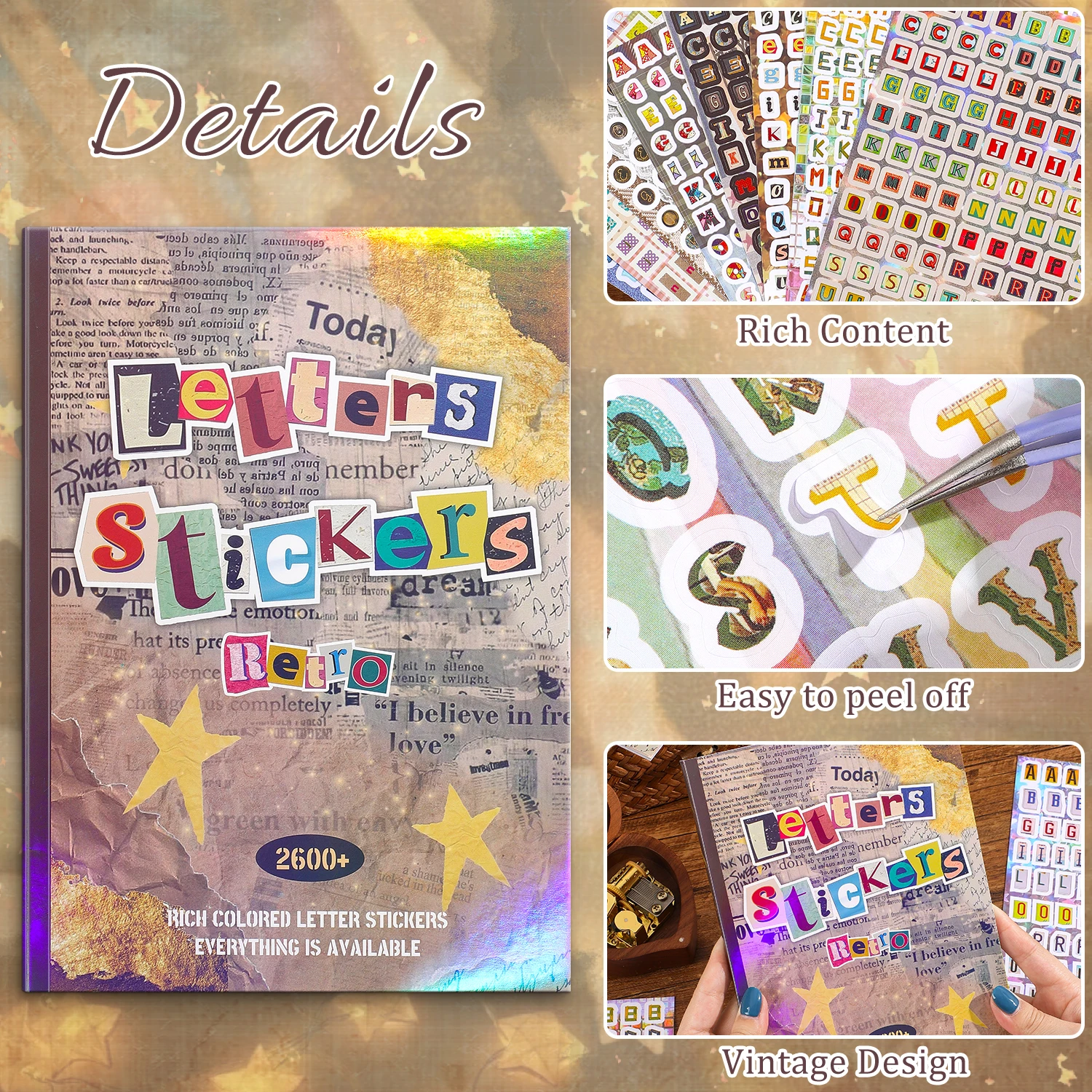 2600+ Buah Stiker Alfabet Retr - Vintage Collectible Books ulasan dan harga
