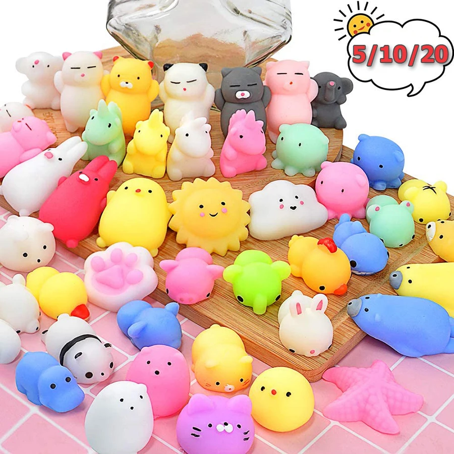 Animal bonito Anti-Stress Ball, Squeeze Mochi, Rising Toys, Abreact Soft, Sticky Stress Relief, Presentes engraçados, 5 Pcs, 10 Pcs, 20Pcs