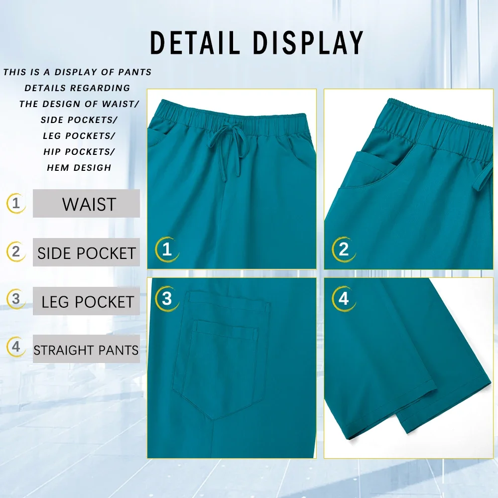 แฟชั่นผู้ชายพยาบาล Y คอ Workwear Medical Scrubs ตรงกางเกงชุดทันตกรรมทันตแพทย์เสื้อผ้าชุดความงามขายส่ง