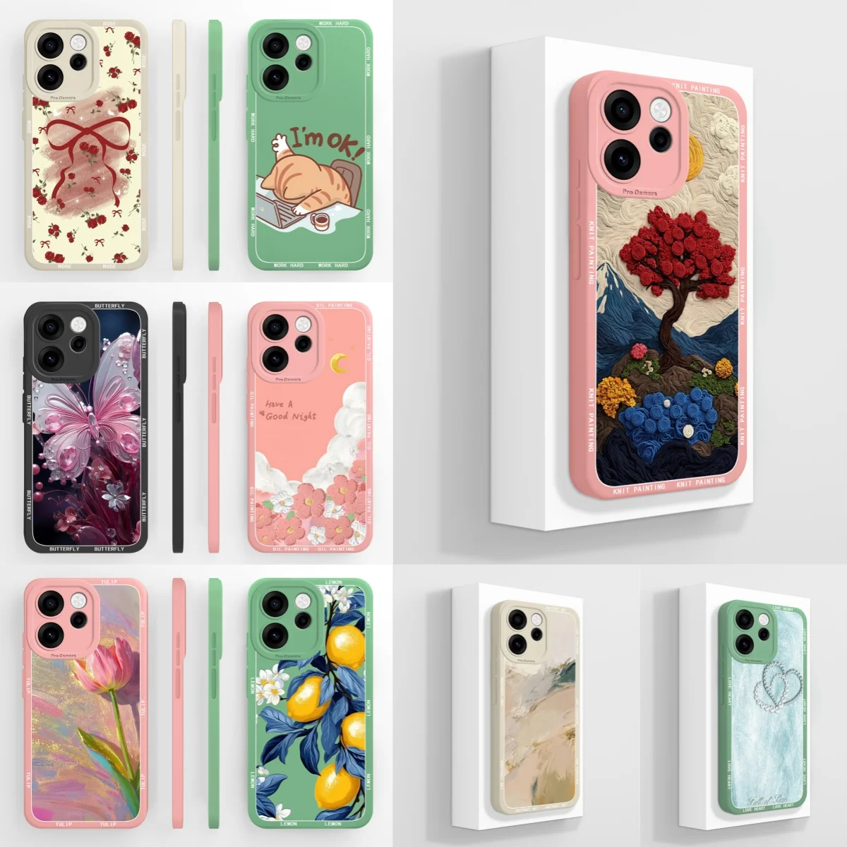 Case For OPPO Reno 15F 15 Pro Pink Tulip Rose Anti Slip Portable Simplicity Silicone Soft Shell For Reno15F reno15pro Bumper