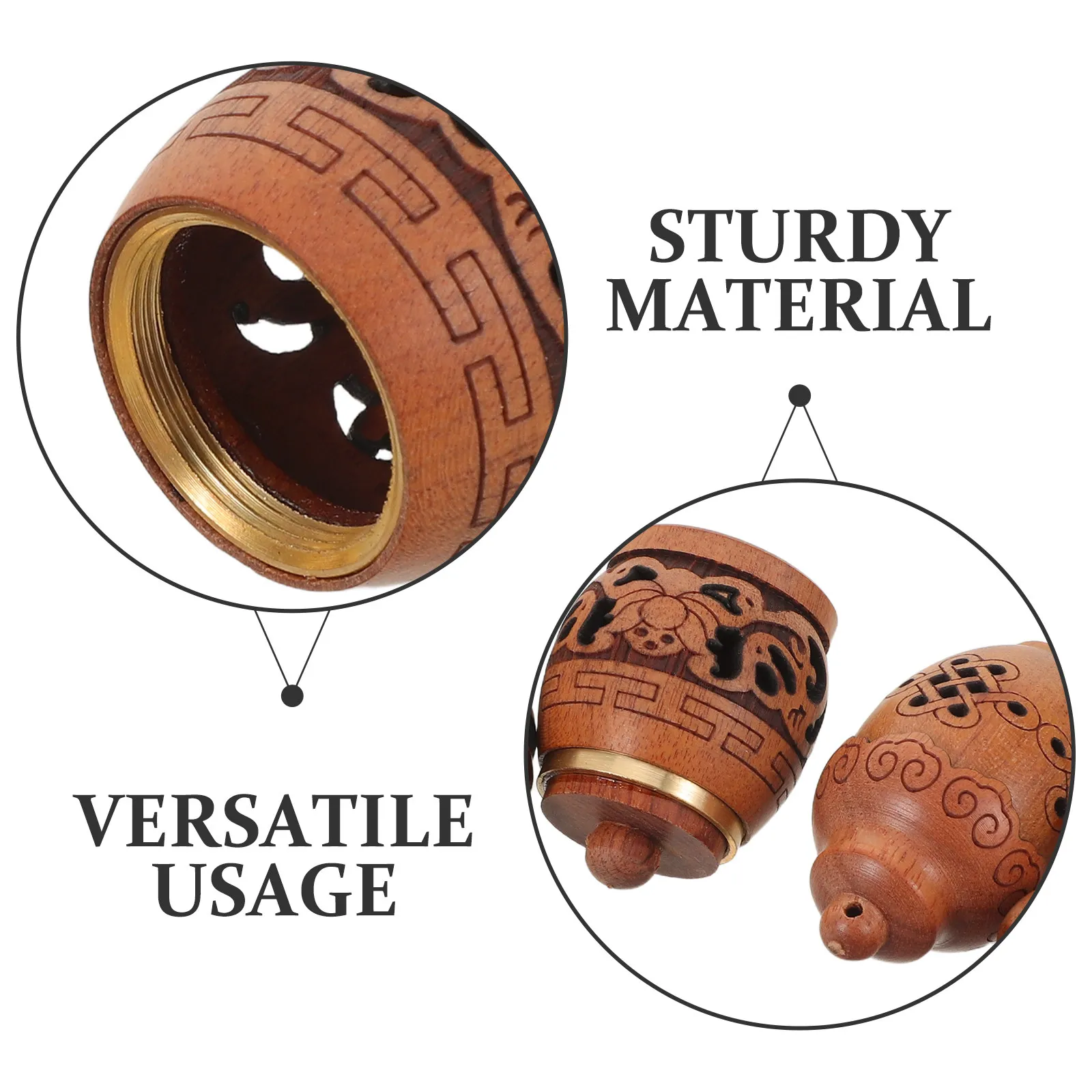 4Pcs Hand-Carved Wood Gourd Diffuser Pendant Keychain Phone Charm Necklace Aromatherapy Scented Air Freshener Chinese Blessing