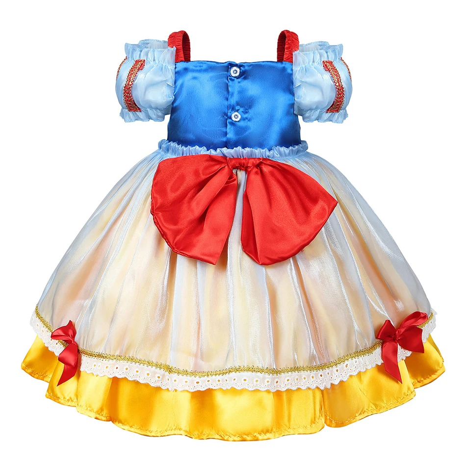 Sneeuwwitte Kostuum Meisje Prinses Cosplay Jurk Strik Fantasie Outfits Kerst Verjaardag Carnaval Halloween Feest Kid Prom Jurk