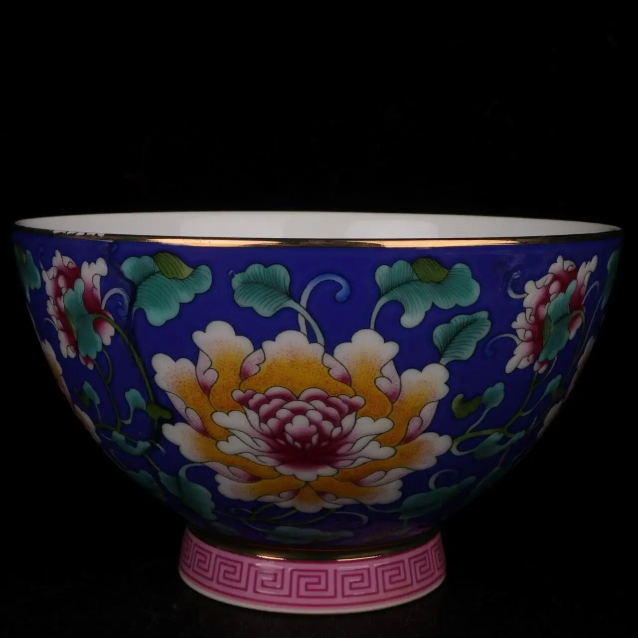 

5.3" Collect Chinese Qing Famille Rose Porcelain Tree Peony Branch Bowl
