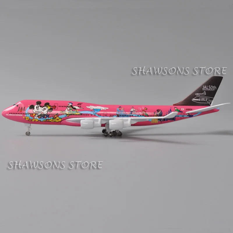 1:350 Diecast Metal Model Plane Toy Boeing 747 Cartoon Version Japan JAL Airliner Miniature Replica Collectible