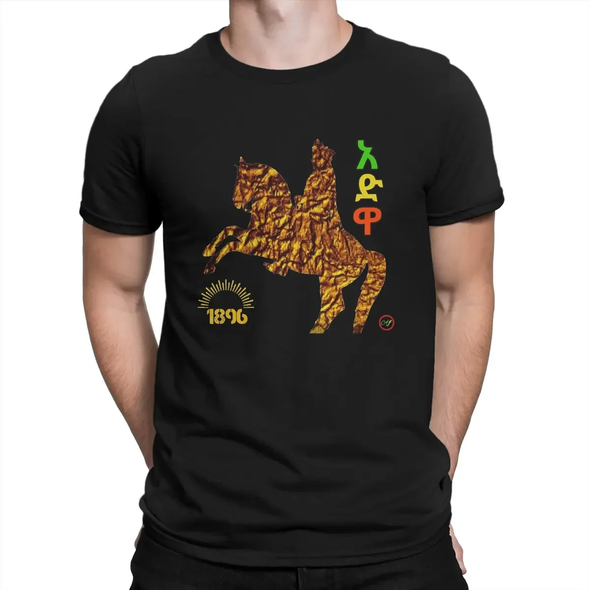 Horse T-Shirts Men Ethiopian Cross Art Ethiopia Leisure Cotton Tee Shirt O Neck Short Sleeve T Shirts Summer Clothes