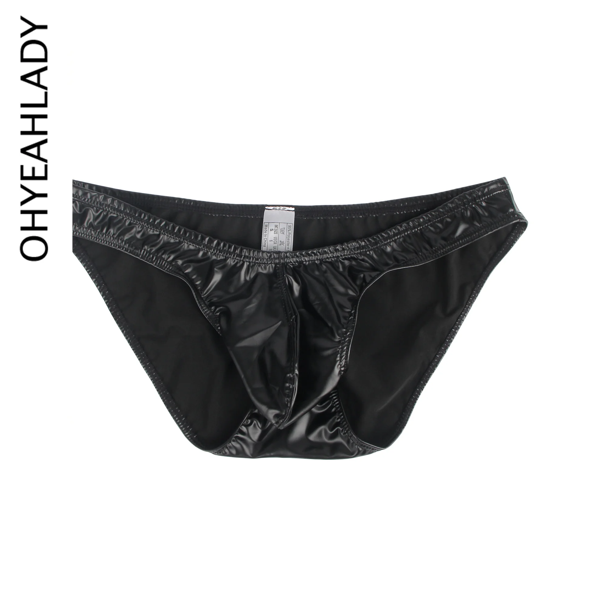 Ohyeahlady Tight Strong Men Hot On Sale Faux Leather Sexy Underwear New Handsome Briefs Slip Panties Erotic Lingerie Sissy Pants