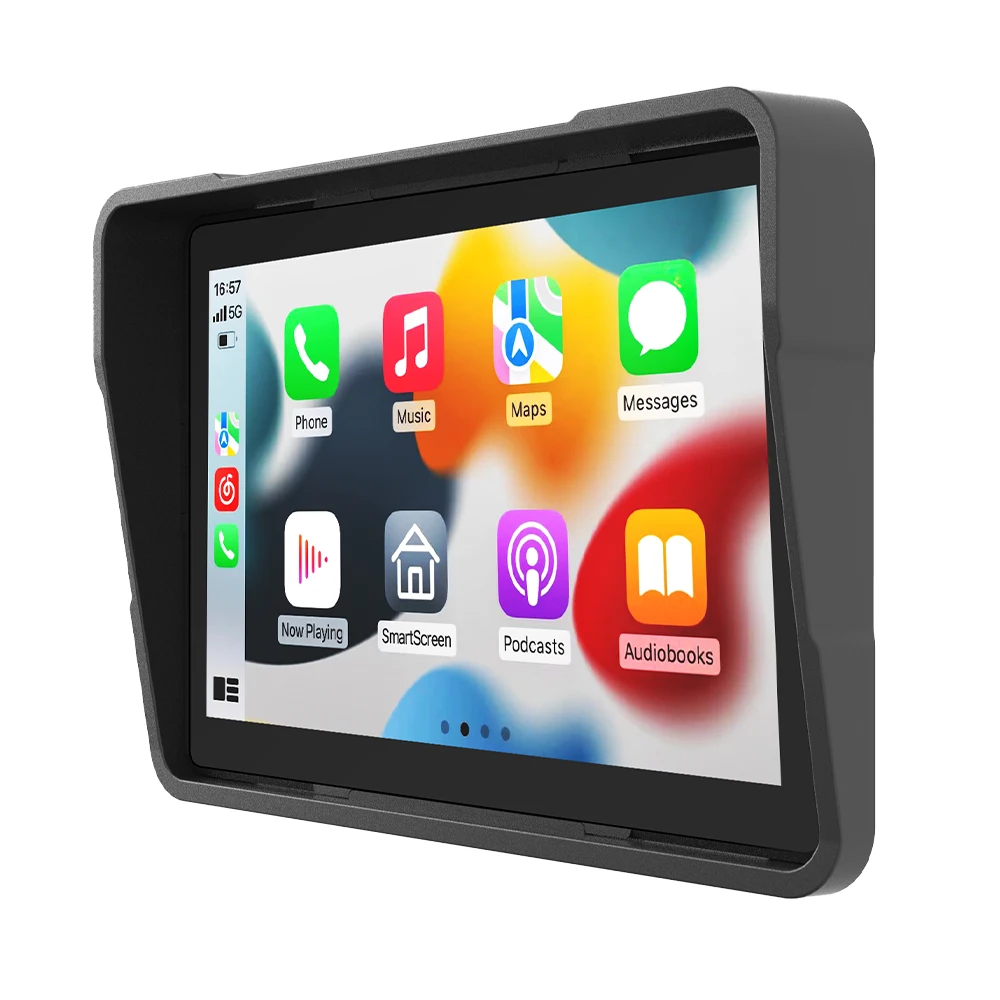 

5'' Motorcycle DVR GPS Navigation Dash Cam with Wireless Carplay Android Auto Bluetooth Waterproof Moto Monitor for Cars