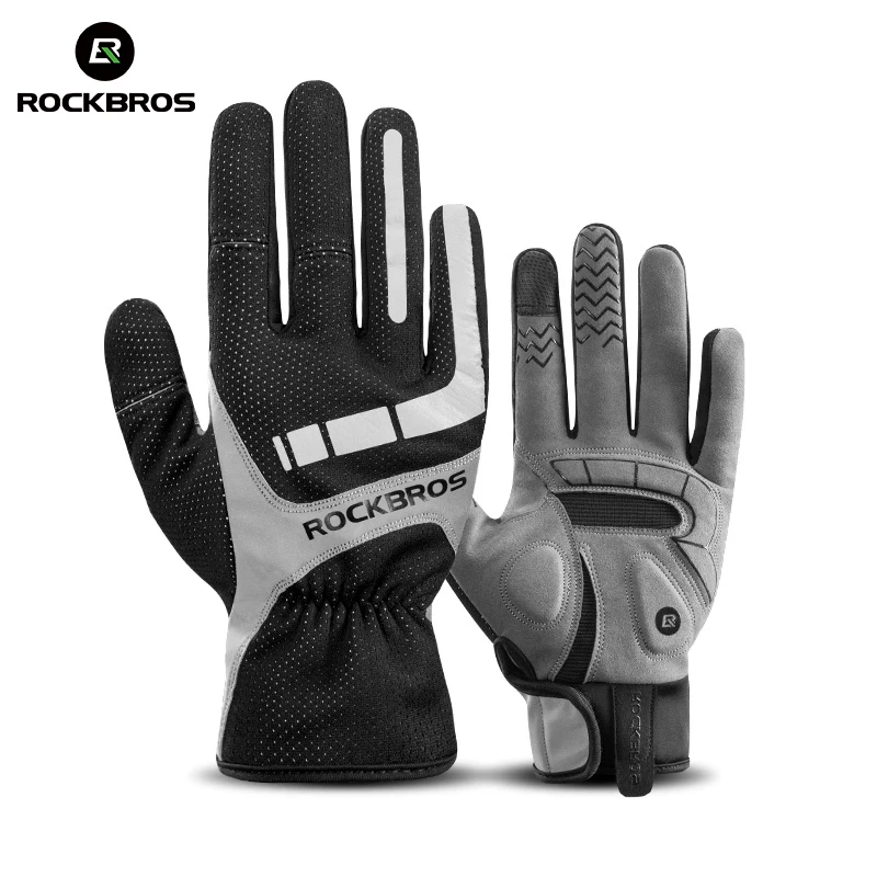 ROCKBROS Windproof Cycling Gloves Touch Screen Riding MTB Bike Bicycle Gloves Thermal Warm Motorcycle Winter Autumn Bike Gloves