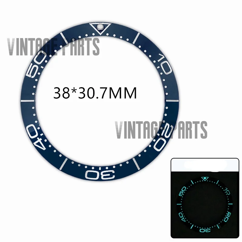 38*30.7mm new sea master icy blue luminous slope ceramic bezel insert fit for omega watch