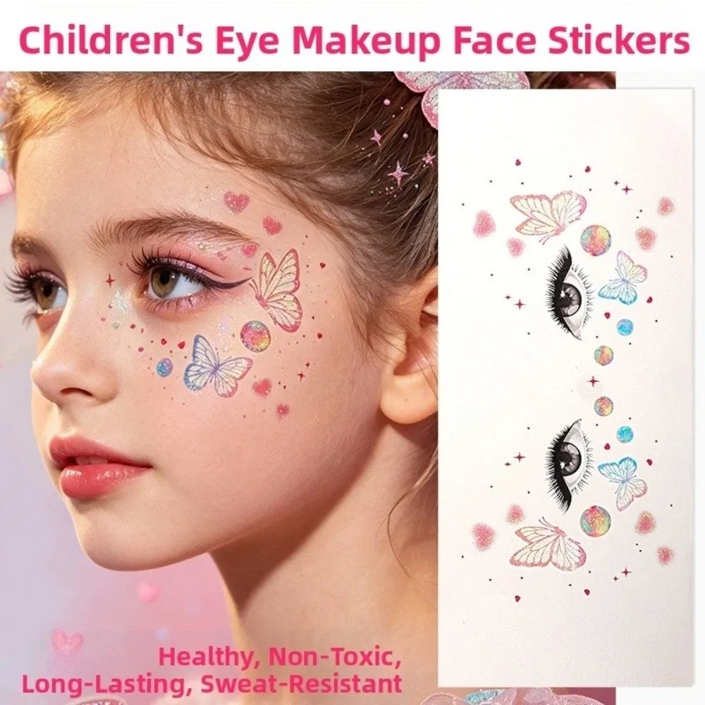 Waterproof Glitter Butterfly Face Tattoo Star Heart Realistic Face Tattoo Sticker Long Lasting Convenient Face Temporary Tattoo