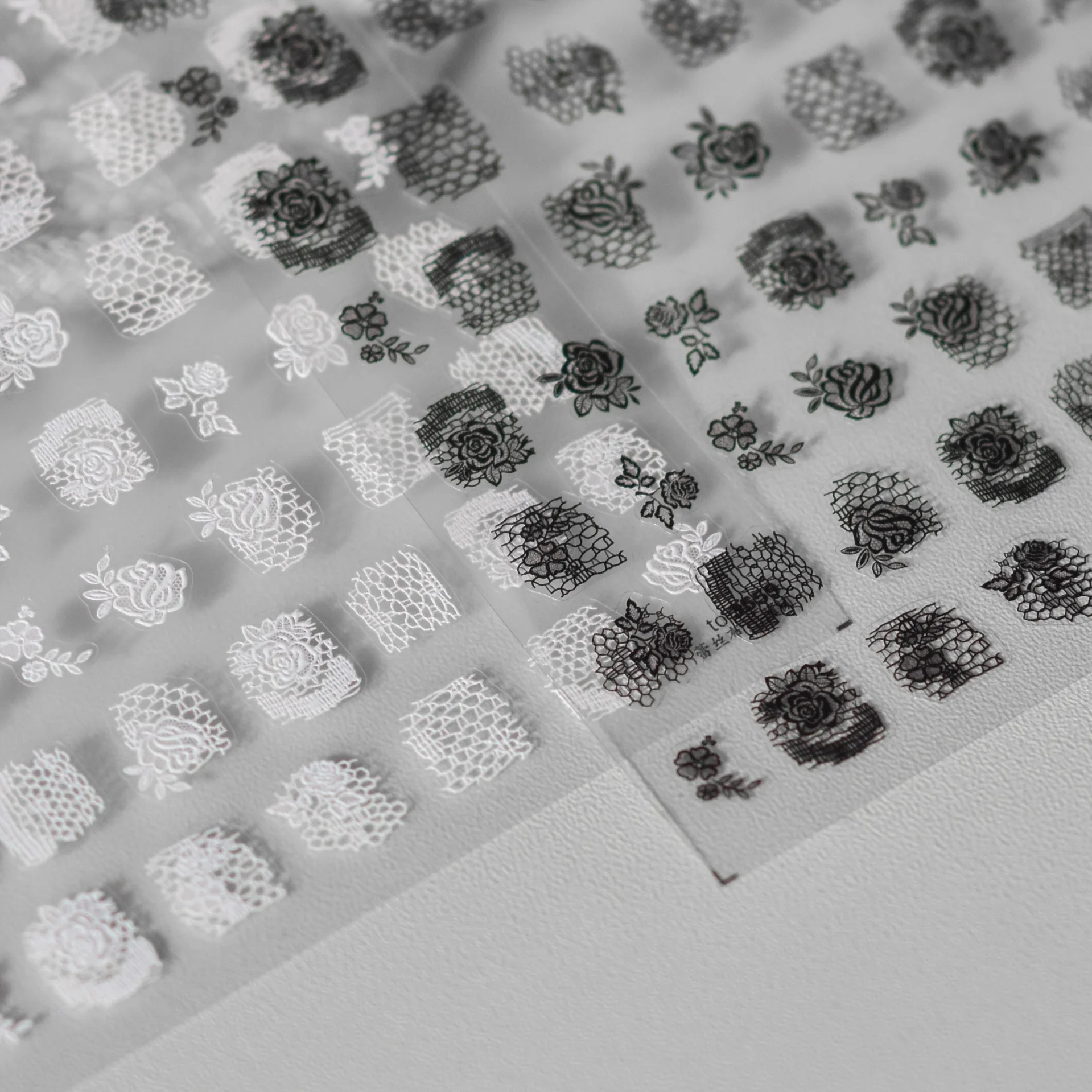 5D Lace Rse Nail Art Stickers Black White Japanese Rose Self Adhesive Nails Decorations Decals DIY Manicure Accessories Stickers