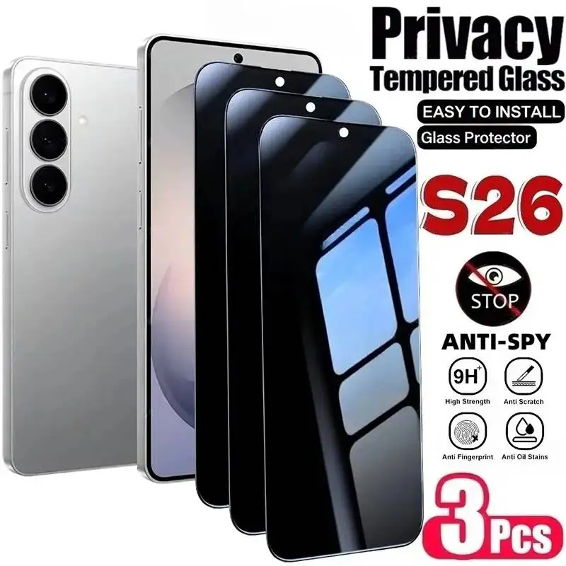 

3Pcs Privacy Screen Protector For Samsung Galaxy S26 S25 Ultra S22 S21 Plus S20 S23 S24 FE Anti-Spy Tempered Glass