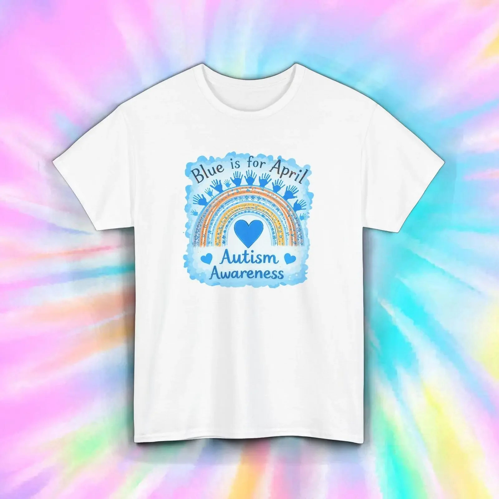 

Autism Awareness Shirt Blue April Rainbow Support Tee S-5XL