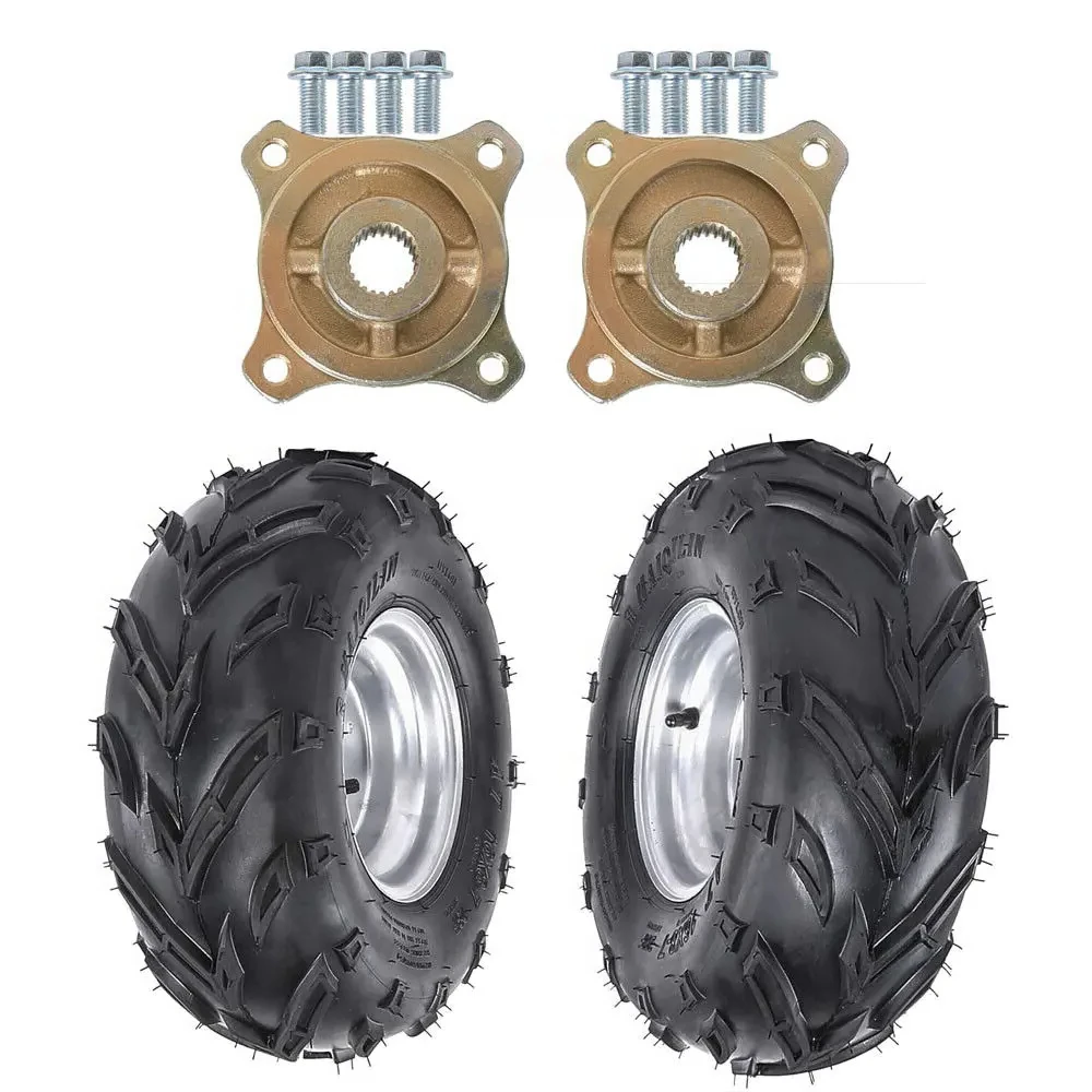 TDPRO Pair 16x8-7 Tire Wheel Rim + 24T Rear Axle Hub 25mm for Mower ATV Quad Go Kart Buggy 125cc 150 200cc