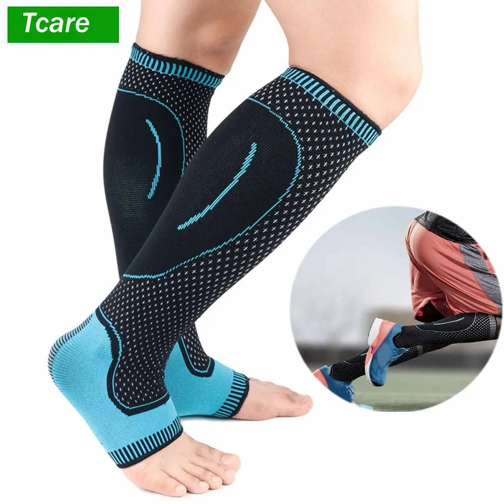 Tcare Sports Compression Leg Sleeve Basketball Football Calf Support Running Antiskid Shin Guard Cycling Leg Warmers Protection