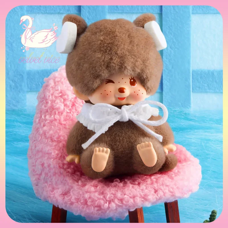 Original Monchhichi Macarons Series Plush Pendant Blind Box Monchhichi Flocking Figurine Cute Ornaments Collect Toys Gifts