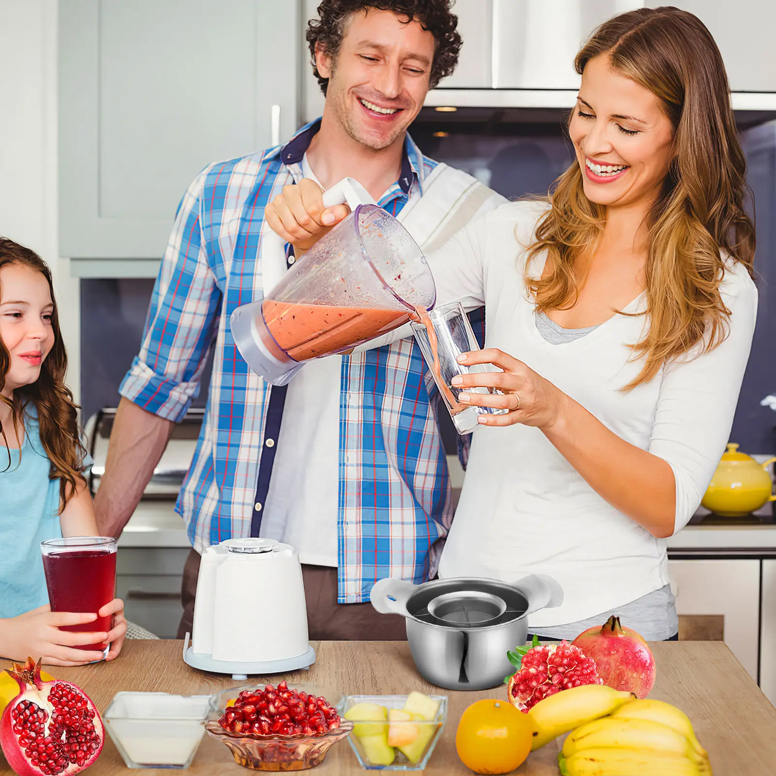 

1Set Kitchen Pomegranate Peeler Tool Stainless Steel Deseeder with Wood Mallet Polished Edge No Burr Fruit Peeling