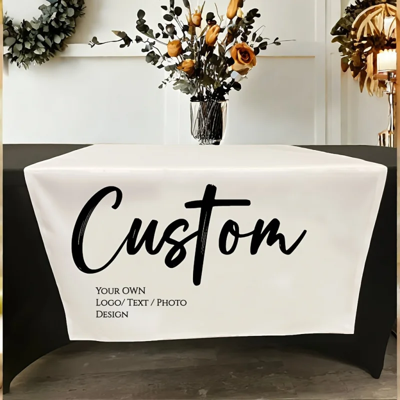 مفرش طاولة قابل للتخصيص - طباعة ألوان كاملة نابضة بالحياة مع شعار/نصك، مناسب لحفلات الزفاف وأعياد الميلاد والذكرى السنوية والعطلات #1