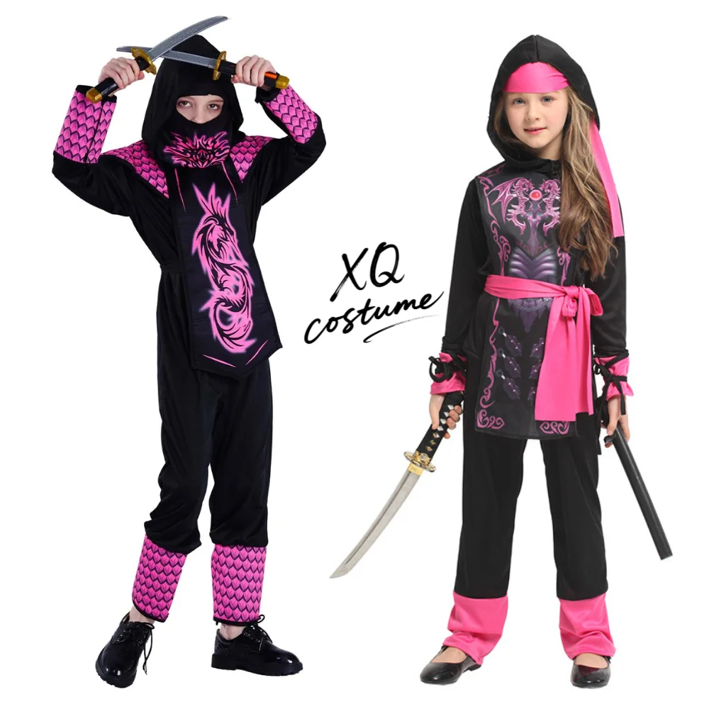 

kids Girls Anime Ninja Cosplay Halloween Costume Japanese TV Movie Role Play Pink Color Full Set for Children Party Carnival