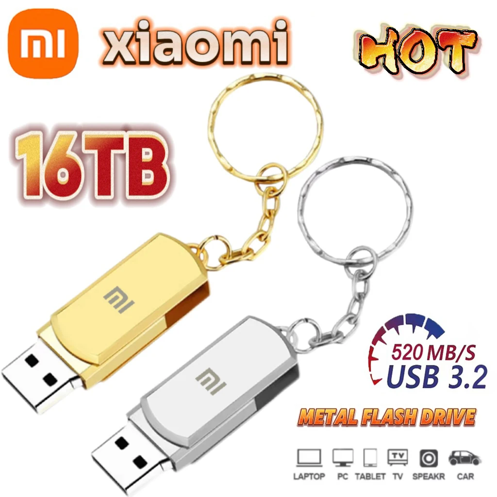 Xiaomi 16tb flash drive usb 3,2 8tb 3 farben stift laufwerk wasserdicht pen drive mini tragbare speicher diskette für iphone samsung laptop