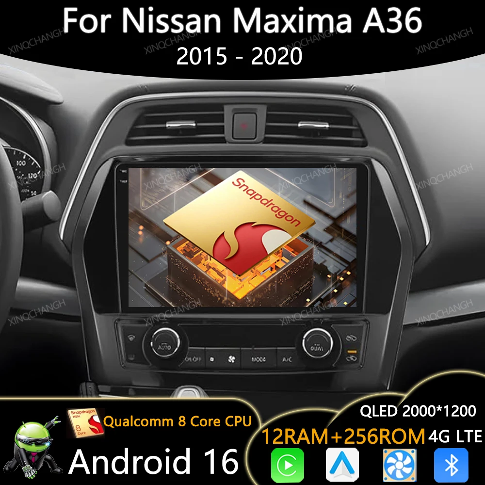 Android 16 Car Radio For Nissan Maxima A36 2015 - 2020 QLED BT Multimedia Video Player Carplay Auto Head Unit GPS Qualcomm 2DIN