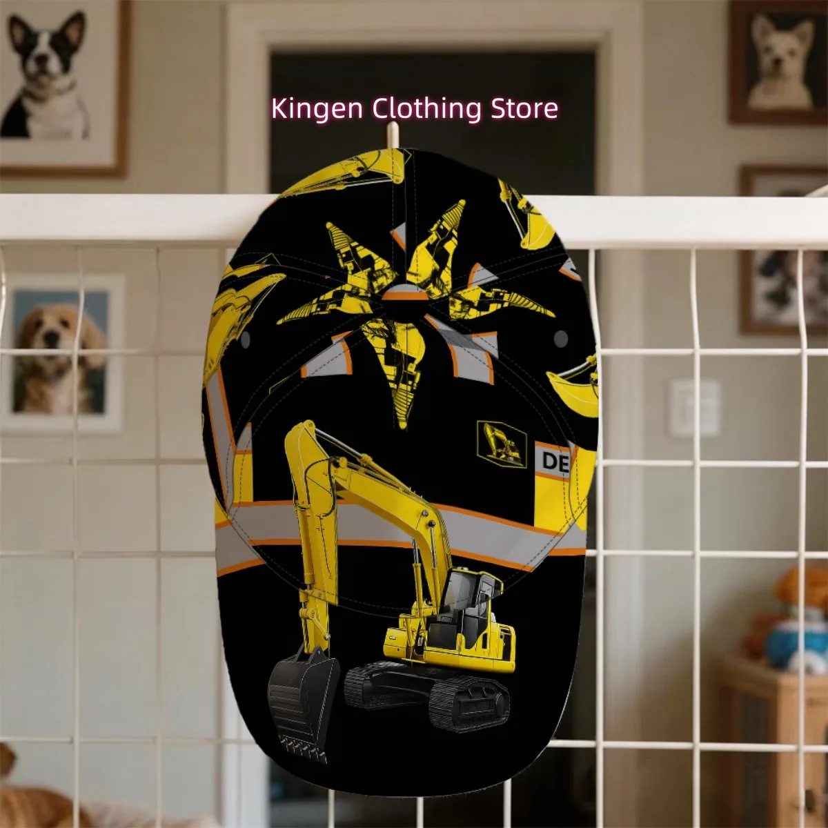 1pc Retro Construction Excavator Baseball Cap with Buckle Closure - Heavy Print, Lightweight Breathable Driver Cap Suitable for
