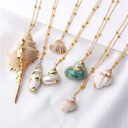 Women Beach Natural Conch Shell Pendant Necklace Bohemia Ocean Cowrie Jewelry