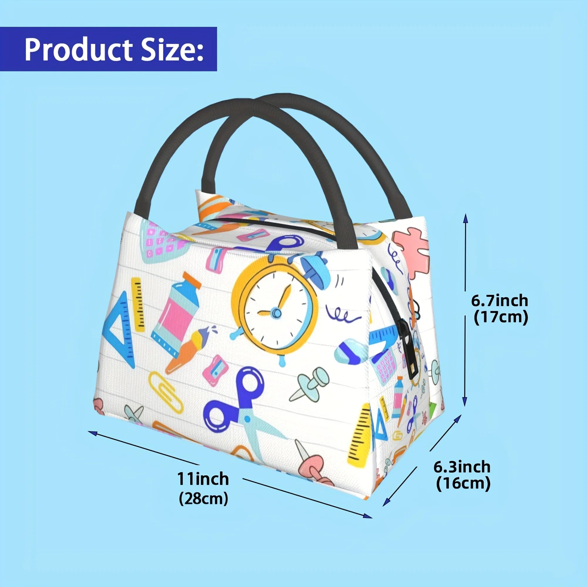 1pc Alarm Clock Scissors Pattern, Portable Reusable Cooling Bag, Insulated Bag, Insulated Lunch Bag, for Camping, Picnics