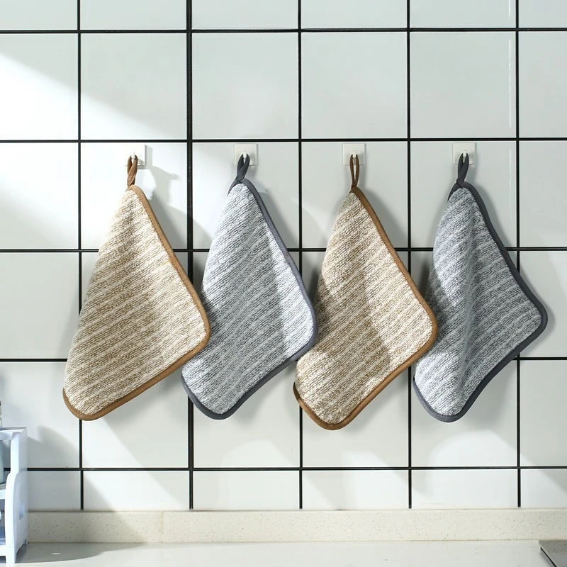 

10Pcs Hanging Bamboo Charcoal Fiber Dishwashing Cloth, Dishwashing Towel, Household Thick, Soft, Absorbent Kitchen Cloth