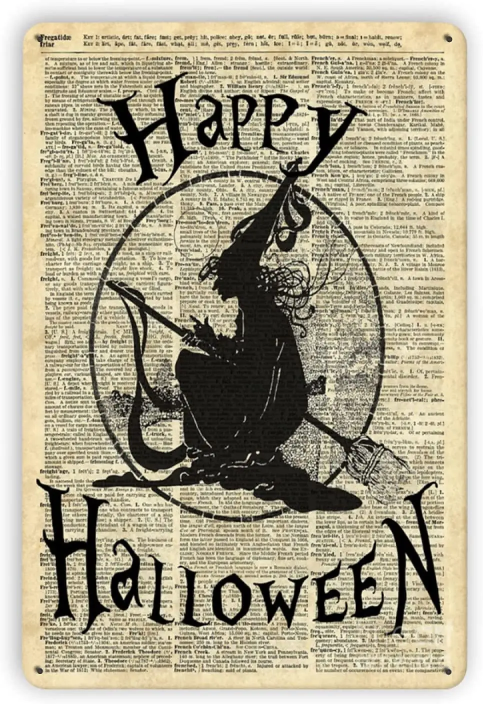 Happy Halloween Metal Tin,Signs Kitchen Witchery Iron Painting Plaque Halloween Wall Decor for Bar Cat Club Parlor Cafe Sto sign
