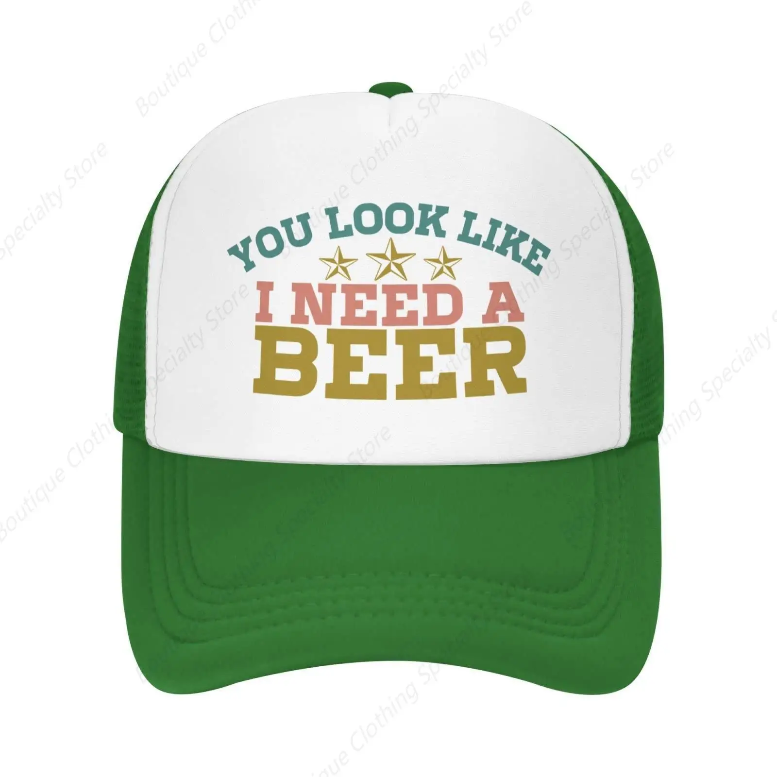 You Look Like I Need A Beer Unisex Adult Trucker Cap Hat dla mężczyzn Kobiety Letnie oddychające czapki plażowe Pasują do mężczyzn Regulowany kapelusz