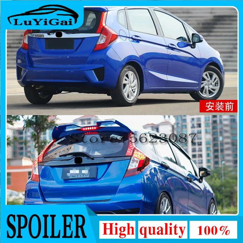 

For Honda Jazz Fit Spoiler hatchback JDM gk5 STYLE ABS Material Car Rear Wing Primer Color Rear Spoiler 2014-2019