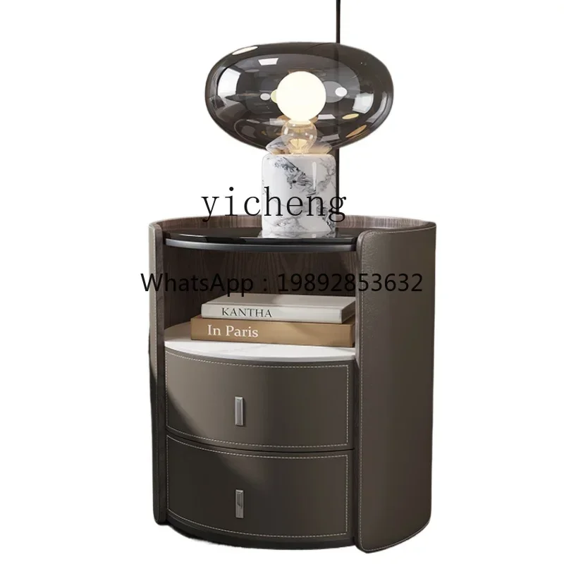 TQH bedside table Bedroom bedside table Italian minimalist high-end solid wood round storage locker