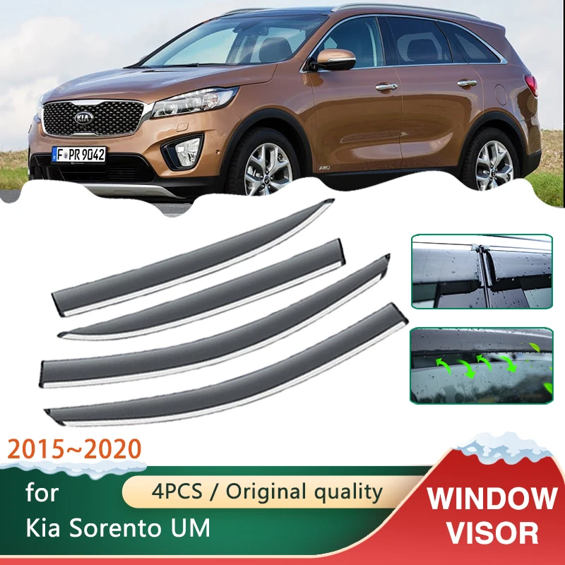 

Козырьки на окна автомобиля для Kia Sorento UM KX 2015 ~ 2020, аксессуары, навесы, солнцезащитные козырьки от дождя, защитный дефлектор, ветровка 2017 2018 2019