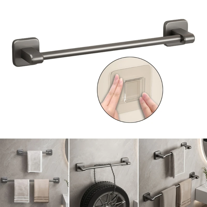 Self-Adhesive Bathroom Towel Storage Rack Wall Mounted Towel Bar Rail Organizers Hanging Towel Holder Easy Installation