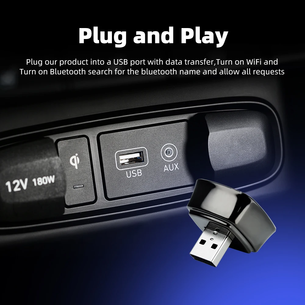 EKIY 2025 2 in 1 Wireless CarPlay Android Auto Adapter Wired to Wireless Mini Car Ai Box Universal for Cars plug and paly
