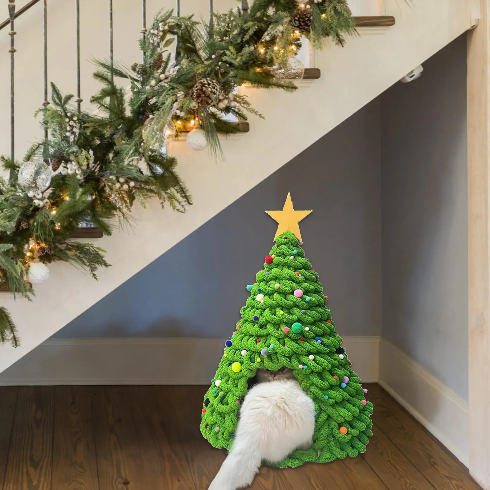 Matériel de lit pour chat, arbre de noël, meubles amusants, tente artisanale, nid d'intérieur pour animaux de compagnie, ensemble de matériel artisanal pour passionnés de famille et d'amis en