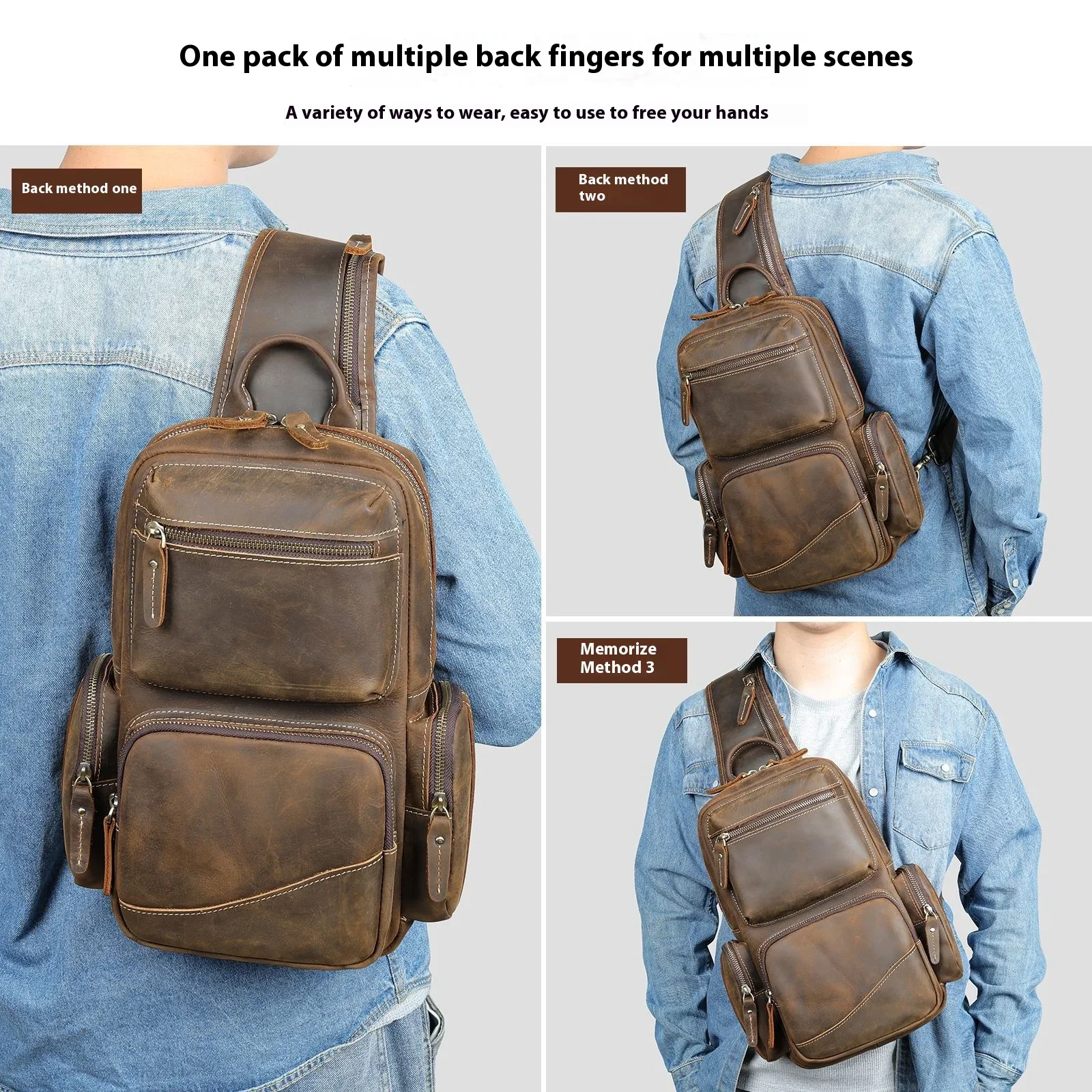 Genuine Leather Chest Bag for Men