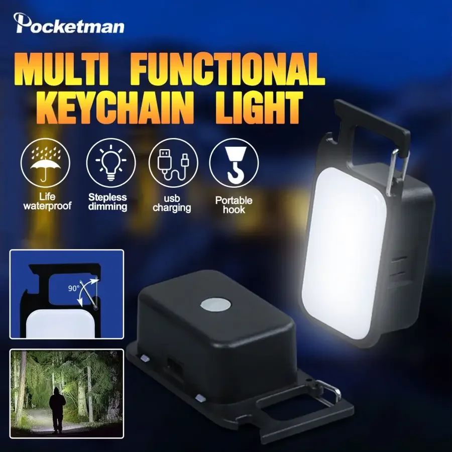 Mini Keychain Flashlight USB Rechargeable Camping Light Keychain Lights Pocket-sized Small Torch Work Light with Battery