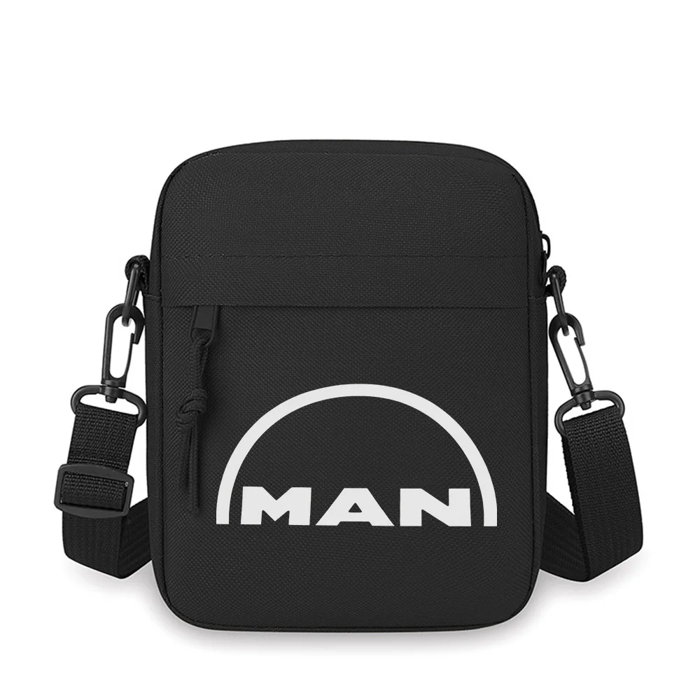 

White arch shape and text MAN Men Crossbody Bag Single Shoulder Women Cartoon Anime Film Printing Design Unisex