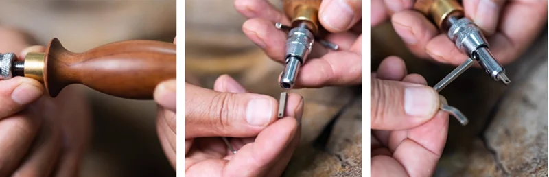 1,6 mm Goodyear Welt Grooving Tool – Profilfräser mit Birnbaumholzgriff für die Schuhherstellung | Robuster Lederbearbeitungsmeißel – Detail 2