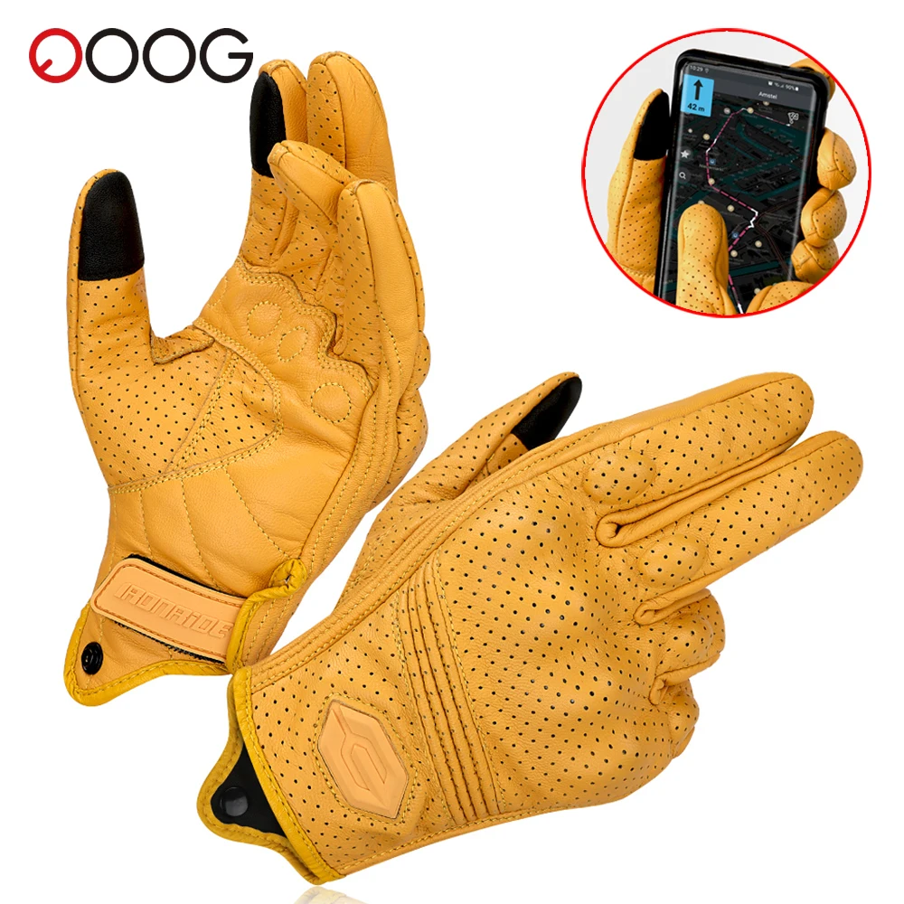 

Summer Men's Motocross Gloves Touch Screen Motorcycle Gloves Perforated Breathable Motorbike Full Finger Protective Gloves M-2XL