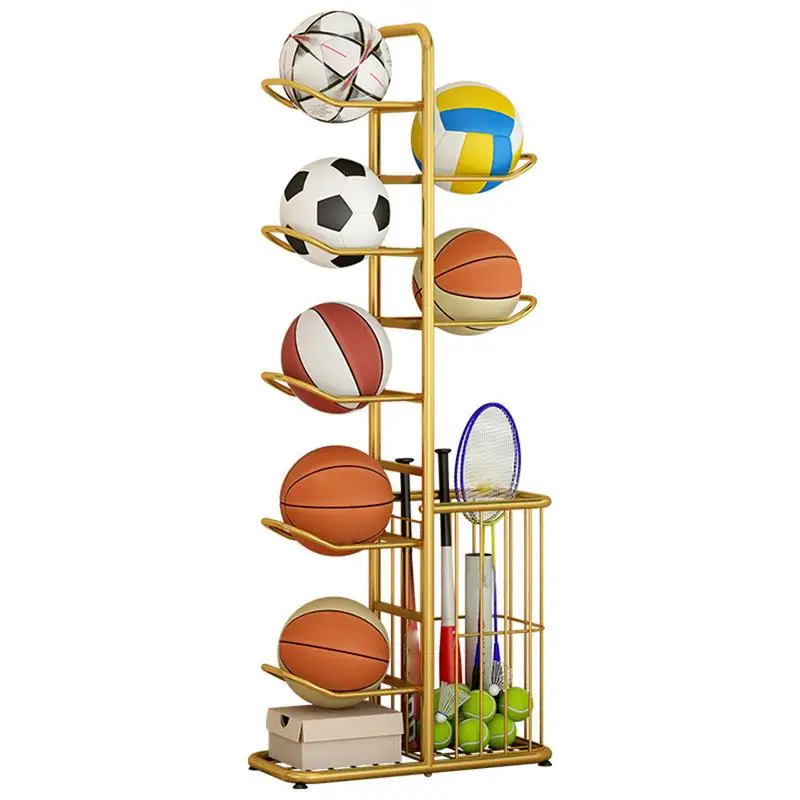 Basketball Organizer Vertical Ball Holder Storage Rack Multilayer Metal Storage Rack Garage Ball Holder Garage Organizer