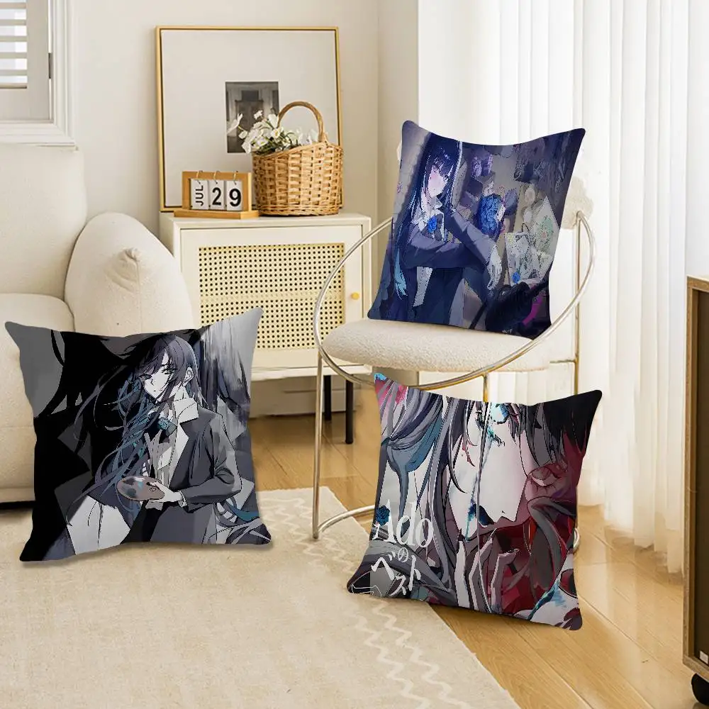 Ado Japanese Singer Cushion Cover Car Throw Pillow Case For Sofa Car Christmas Gift 40x40cm 45x45cm