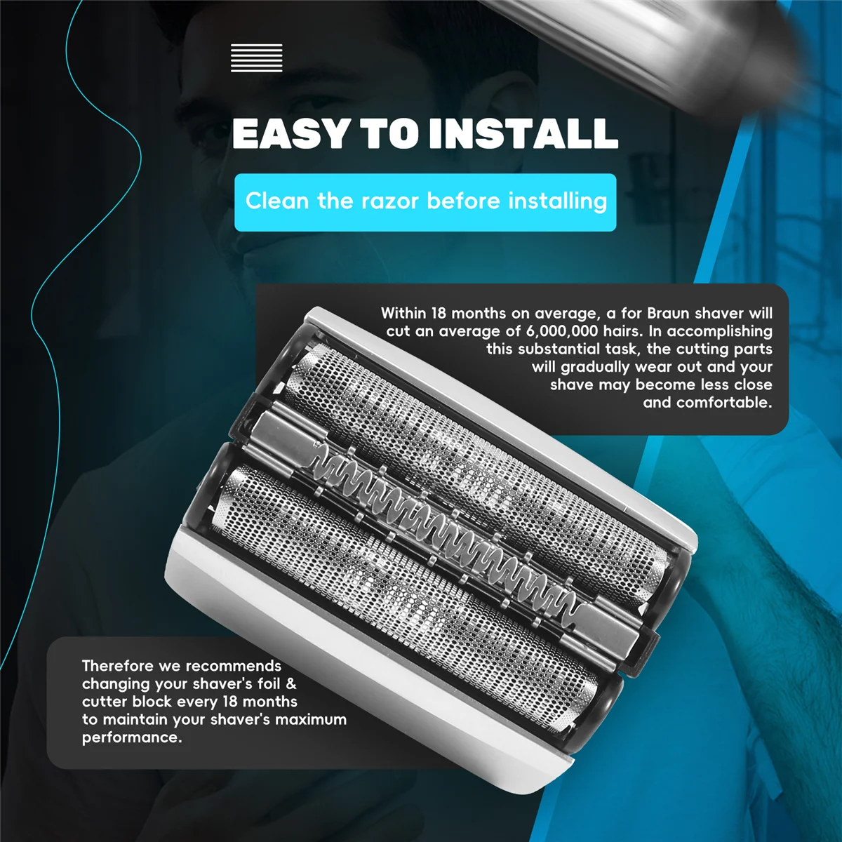 Nova substituição quente cabeça de barbeador elétrico para braun 83m 8 séries 8320s 8325s 8330s 8340s 8350s 8365cc 8370cc 8385cc 8390cc