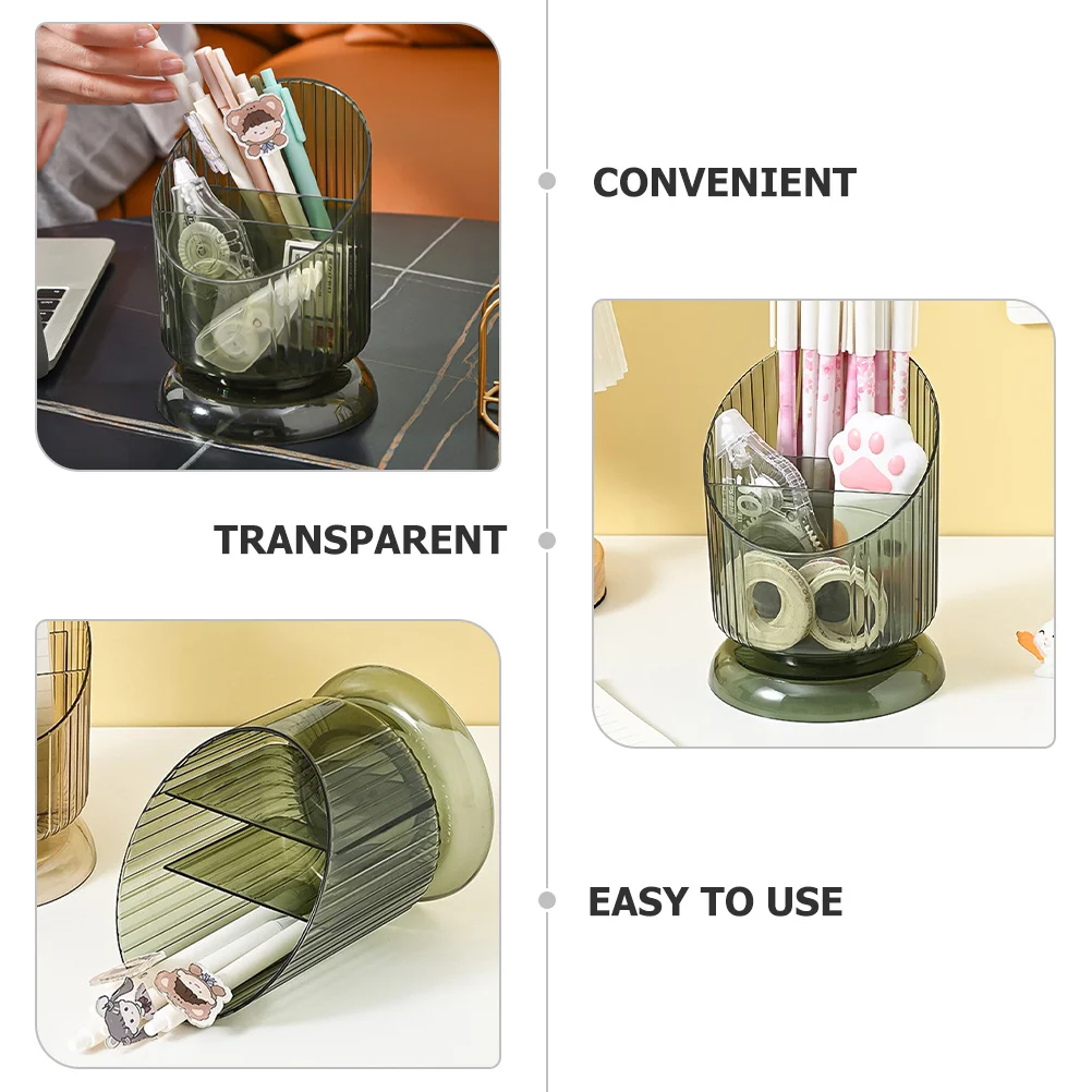 

Transparent Pen Clear Makeup ganizer Storage Bucket Green Student Desktop Storage Box Desktop Compartment Pet Material
